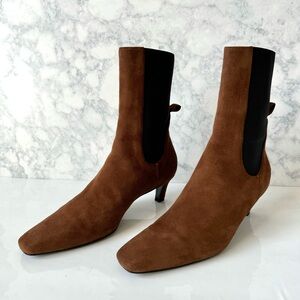 Toteme The Mid Heel Chelsea Ankle Boots in Brown Suede Size 37 EU